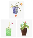 Jonas Wood, Three Landscape Pots, 2019, The complete set of three etchings with collage and photolithography in colors, on handmade paper, with full margins