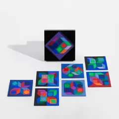 Lapidaire 2 by Victor Vasarely, 1974, The complete set of eight screenprints in colors, on card, accompanied by the original Plexiglas display case (as issued, sold Feb 2026