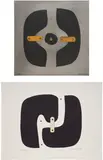 Conrad Marca-Relli, Multiple C; and Untitled No. 7, 1969, Mixed media, on aluminum with canvas and metal grommets and a collage, with black and cream wove papers with canvas