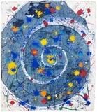 Sam Francis, Untitled (SFM 82-072), 1982, Unique monotype with dry pigments, oil in colors and embossing, on handmade paper, the full sheet