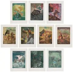 Roberto Matta, Hom'mere (Chaosmos) (S. 355-364), 1983, The complete set of 10 etching and aquatints in colors, on Arches paper, with full margins, all loose (as issued), all contained in the original linen covered portfolio
