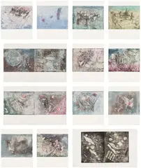 Roberto Matta, Come detta dentro vo significando (S. 58-83), 1962, The complete set of 25 etchings with aquatint in colors, on Rives BFK paper, with full margins and the full sheets, with title, partial text and justification pages, all loose and folded (as issued), all contained in the original cloth-covered boards and slipcase