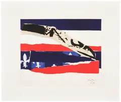 Robert Motherwell, French Revolution Bicentennial IV (E. & B. 385), 1988, Aquatint and photoengraving in colors with collage, on Whatman paper, with full margins