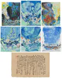 Chu Teh-chun, Saison Bleue, 2006, The complete artist's book comprising six lithographs and one lithograph of calligraphy in colors, on handmade, Japan and Rives papers, the full sheets, two tipped in to the front and back covers and five loose (as issued), with text by Jean-Clarence Lambert in French and Chinese, contained in the original Plexiglas slipcase