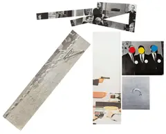 John Baldessari, The Fallen Easel (C. p. 188, S. 1988.01, H. 37), 1988, The complete set of nine lithograph and screenprint elements in colors and black and white, on three sheets of Arches 88 paper, one sheet of Ragocote paper and five aluminum panels, the full sheets