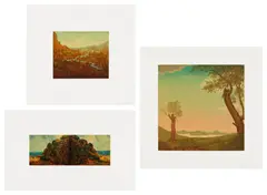 Joan Nelson, Untitled (River); Untitled (After Edward Hicks); and Untitled (Island) (C. p. 329), 1999-2000 & 1993-1997, Three lithographs in colors with screenprint varnish, on Rives BFK paper, with full margins