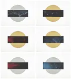 Lita Albuquerque, Sun and Moon Trajectories, 1995, The complete set of six lithographs in colors, three with gold leaf appliqué and three with white gold leaf appliqué, on Rives BFK paper, with full margins