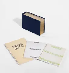 Some Los Angeles Apartments; Nine Swimming Pools; Royal Road Test; and ME and THE (E. B3, B6 & B8) by Ed Ruscha, 1967-2002, Three artist's books, Some Los Angeles Apartments with the original glassine dust jacket, and one sculptural book with g, sold Feb 2026