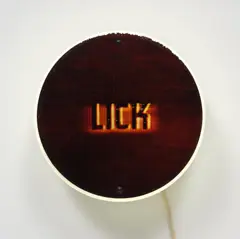 Donald Moffett, Lick, 1990, Backlit cibatransparency in colors, on circular lightbox
