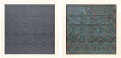 Dan Walsh, Antique Gray; and Antique Orange & Blue, 2008, Two screenprints in colors, on wove paper, with full margins