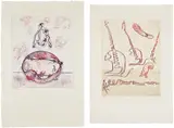 Max Ernst, Après moi le XXe Siècle, from Hommage à Max Ernst; and Untitled, from XXe Siècle no. 42 (S. & L. 202 & 252), 1971 & 1974, Two lithographs in colors, one on Japan paper and one on wove paper, with full margins