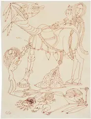 Gregory Gillespie, Untitled, circa 1980's, Unique brown ink drawing, on wove paper