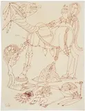Gregory Gillespie, Untitled, circa 1980's, Unique brown ink drawing, on wove paper