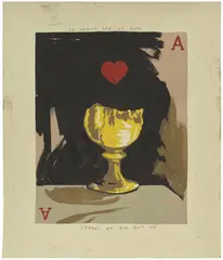 Matthew Benedict, Black Beard's Cup, 1996, Unique gouache drawing in colors, on brown wove paper