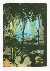 Emma Webster, La Nouvelle Epoque (The New Era), 2021, Lithograph in colors with extensive hand-coloring in ink and watercolor, on wove paper, with full margins