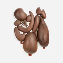 Dance For Me In The Dusk by Susumu Kamijo, 2021, Polished walnut wood sculpture with glass and crystal resin details, sold Feb 2026
