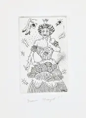 Jim Nutt, seams straight! (A. & B. 171), 1967-68, Etching, on Arches paper, with full margins