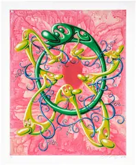 Kenny Scharf, Vring!, 2021, Archival pigment print in colors with metallic accents, gloss overlays, and screenprinted highlights, on Cotton Entrada Rag paper, with full margins