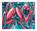 Kenny Scharf, Newazy, 2023, Screenprint in colors over archival pigment print, on Cotton Entrada Rag paper, with full margins