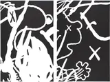 Kaws, MAN'S BEST FRIEND: two prints, 2015, Two screenprints, on Saunders Waterford paper, the full sheets