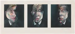 Francis Bacon, Trois études pour un autoportrait (after, Three Studies for a Self-portrait 1979) (S. 15, T. 11), 1981, Three lithographs in colors, on one sheet of Arches paper, with full margins