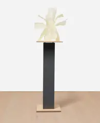 Frank Gehry, Memory of Sophie Calle’s Flower, 2012, Cast urethane multiple with wooden pedestal designed by the Architect