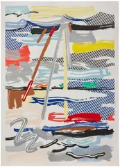 Roy Lichtenstein, Sunshine Through the Clouds, from Landscape Series (G. 1258, C. 216), 1985, Lithograph, woodcut and screenprint in colors, on Arches paper, with full margins