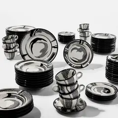 Durable Dish Place Setting by Roy Lichtenstein, 1966, 12 complete six-piece glazed ceramic place settings, 72 pieces, sold Apr 2026