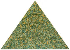 Keith Haring, Pyramid, 1989, Anodized aluminum plate in yellow and blue