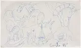George Condo, Untitled, 1985, Unique double-sided blue ink and white crayon drawing, on wove Schützengarten Edelspez stationery paper