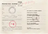Joseph Beuys, Abonnez-vous POUR (S. 144), 1974, Stamped order form, with full margins