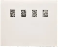 Leon Kossoff, Four Heads, 1984, Etching, on wove paper, with full margins