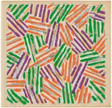 Jasper Johns, Untitled (U.L.A.E. 13), 1977, Screenprint in colors, on Patapar printing parchment, with full margins, folded (as issued), accompanied by the book Jasper Johns/Screenprints