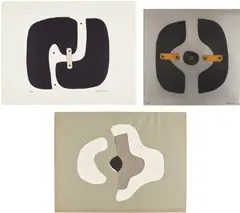 Conrad Marca-Relli, Untitled No. 7; Multiple C; and Autumn Suite C, 1969 & 1970, The set of three multiples, including two collages one with canvas, one with burlap and one mixed media multiple on aluminum with canvas and metal grommets