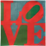 Robert Indiana, Classic Love, 1995, Monumental skein dyed, hand carved and hand tufted archival New Zealand woolen rug, with natural latex backing