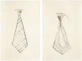 Jim Dine, Universal Tie; and Five Layers of Metal Ties (M. 7 & 8), 1961, Two etchings with hand-coloring in watercolor, on Rives BFK paper, with full margins