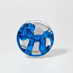 Jeff Koons, Balloon Dog (Blue), 1995, Porcelain multiple painted in chrome, contained in the original Styrofoam-lined presentation box with blue printed signature, lacking the original plastic stand