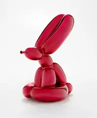 Jeff Koons, Balloon Rabbit (Red), 2017, Porcelain multiple painted in chrome, contained in the original Styrofoam-lined presentation box with silver printed signature