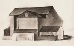 Charles Sheeler, Barn, 1917, Unique conté crayon drawing, on wove paper