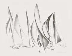 Charles Sheeler, Yachts (G. 3, B. 3), 1924, Lithograph, on wove paper, with full margins