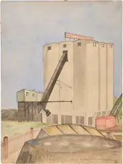 Miklos Suba, Coney Island (Great Eastern Coal), 1931, Unique watercolor and graphite drawing, on wove paper