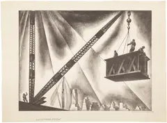 Louis Lozowick, Construction (September), from A Tribute to American History (F. 208), 1943-44, Lithograph, on wove paper, with full margins
