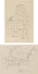 Stuart Davis, Washington Market; and Sixth Avenue El from Washington Market (B. & R. 322 & 336), circa 1930, Two unique graphite drawings, on tissue-thin Hammermill Bond paper, both framed