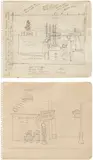 Stuart Davis, Drawing for 'Early American Landscape No. 2'; and Corner View of Barber Shop and Street Sign (B. & R. 306 & 307)