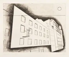 Stanley William Hayter, Rue d'Assas, from Paysages urbains (Assas Street, from Urban Landscapes) (B. & M. 38), 1930, Engraving, drypoint and mezzotint, on Rives BFK paper, with full margins