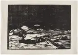 Edvard Munch, Snølandskap (Grosse Schneelandschaft, The Great Snow Landscape, Winter Night) (W. 134, S. 118), 1898, Woodcut, on thin Japan paper, with full margins