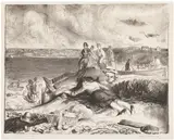 George Bellows, Legs of the Sea (M. 85), 1921, Lithograph, on tissue thin Chine paper, with margins