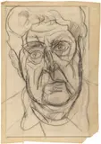 Leland Bell, Self-Portrait, circa 1970's, Unique graphite and charcoal study, on tracing paper, framed