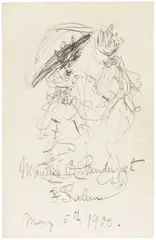 Untitled (Two Women) by Maurice Brazil Prendergast, 1900, Unique ink drawing, on folded laid paper card, sold Apr 2026