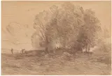 Jean-Baptiste Camille Corot, Le Bouquet de belle forière (The Bouquet of the Beautiful Forest) (D.; M. 71), 1858, Cliché-verre in brown, on thin wove paper, the full sheet